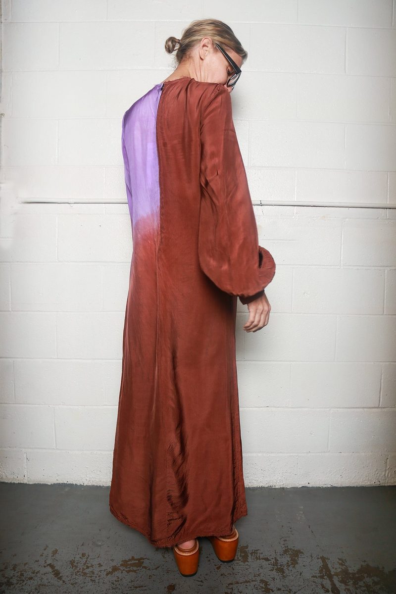 Tie Dye Viscose Long Sleeve Dress, Ruby | Garmentory Tie Dye Viscose Long Sleeve Dress, Ruby | Garmentory