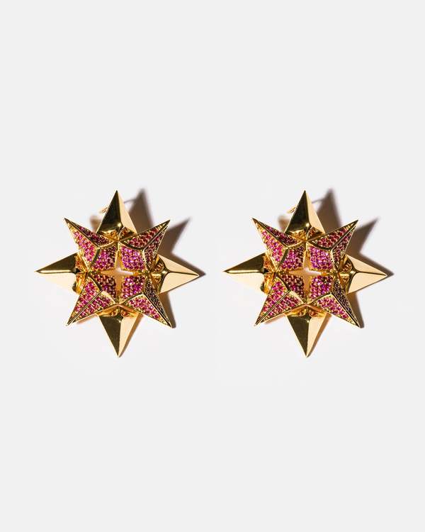 Starburst Rug Gold Kybele Studio Starburst Earrings - Gold/Ruby | Garmentory