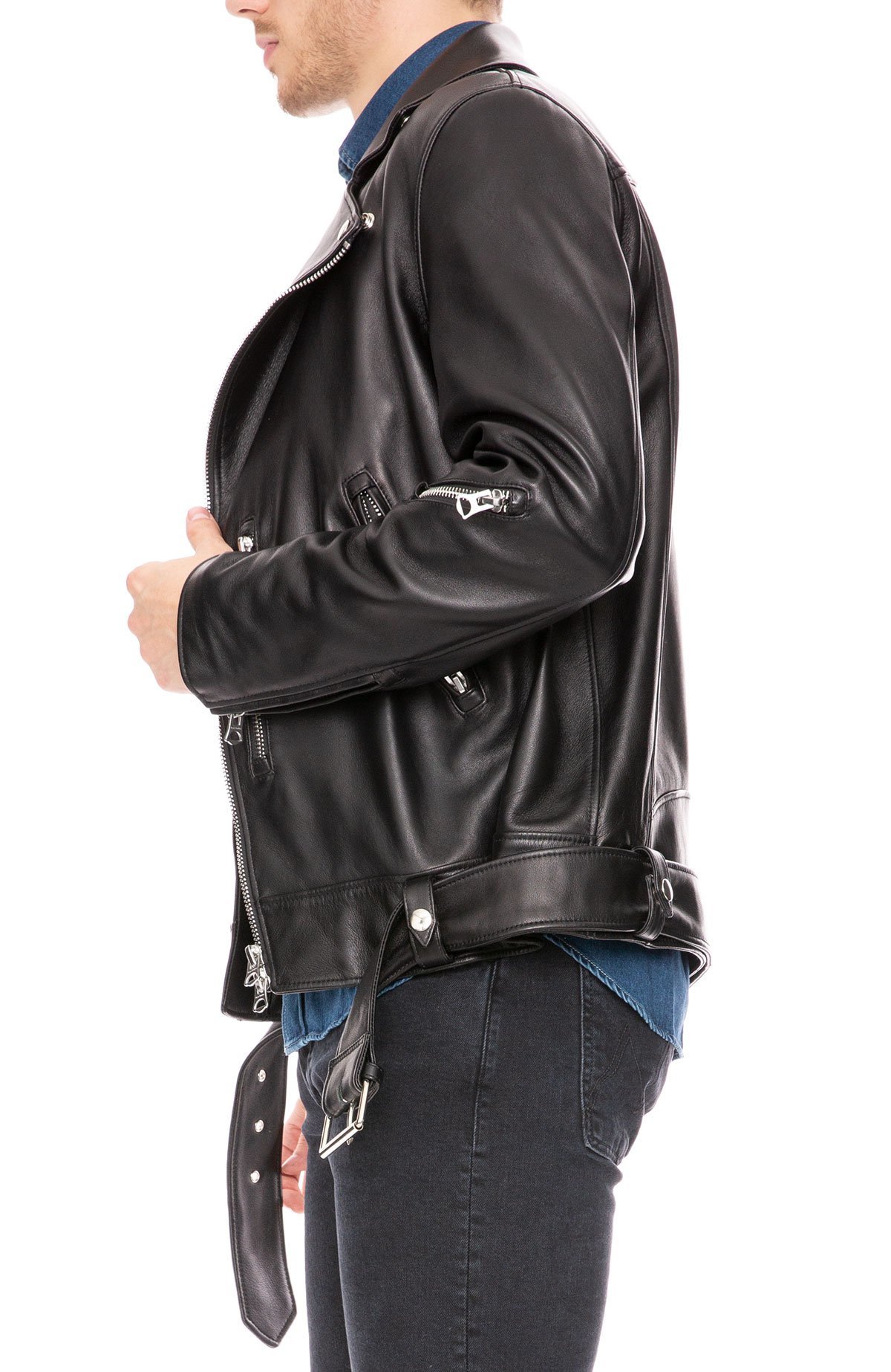 Acne Studios Nate Clean Leather Jacket - black | Garmentory
