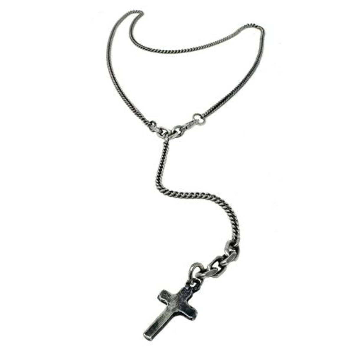 Step Chain Fancy Trendy Shannon Koszyk Sterling Silver Relic Cross Chain Necklace | Garmentory