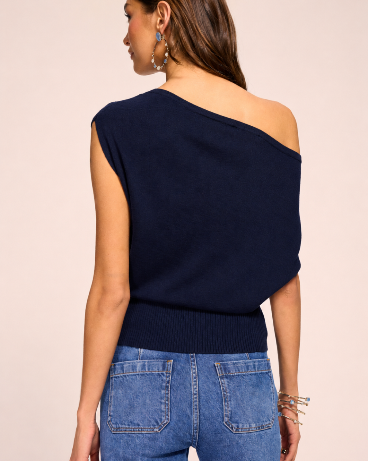 Brook Shoping Design Ramy Brook Chet Merino Off-the-Shoulder Sweater - Navy | Garmentory