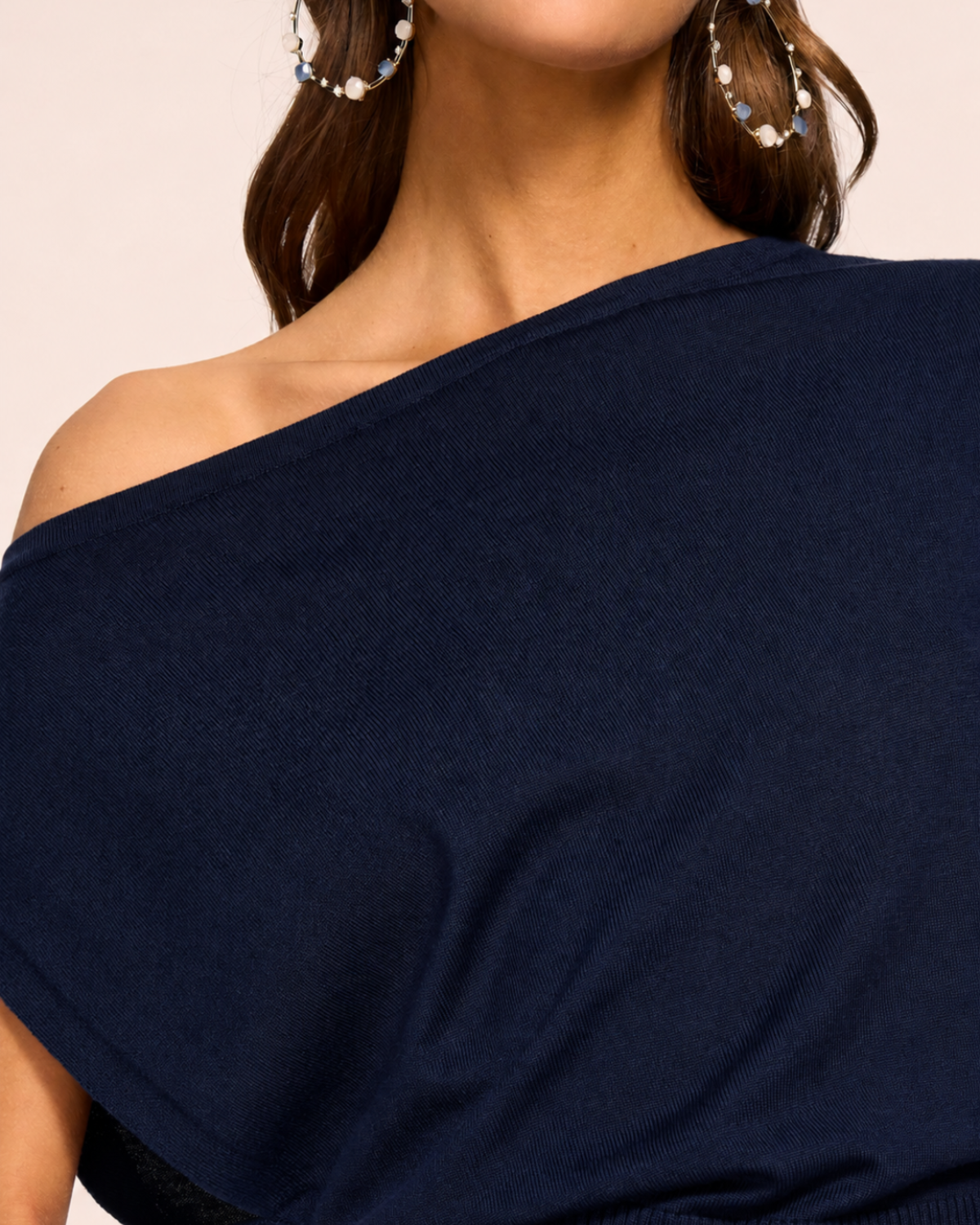 Brook Shoping Design Ramy Brook Chet Merino Off-the-Shoulder Sweater - Navy | Garmentory