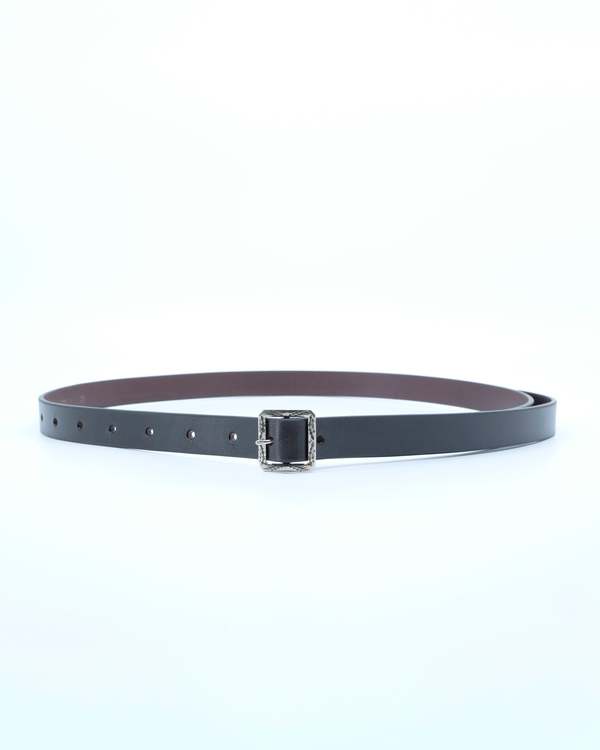 The Letters Cowhide Leather Garrison Embroidery Long Belt | Garmentory