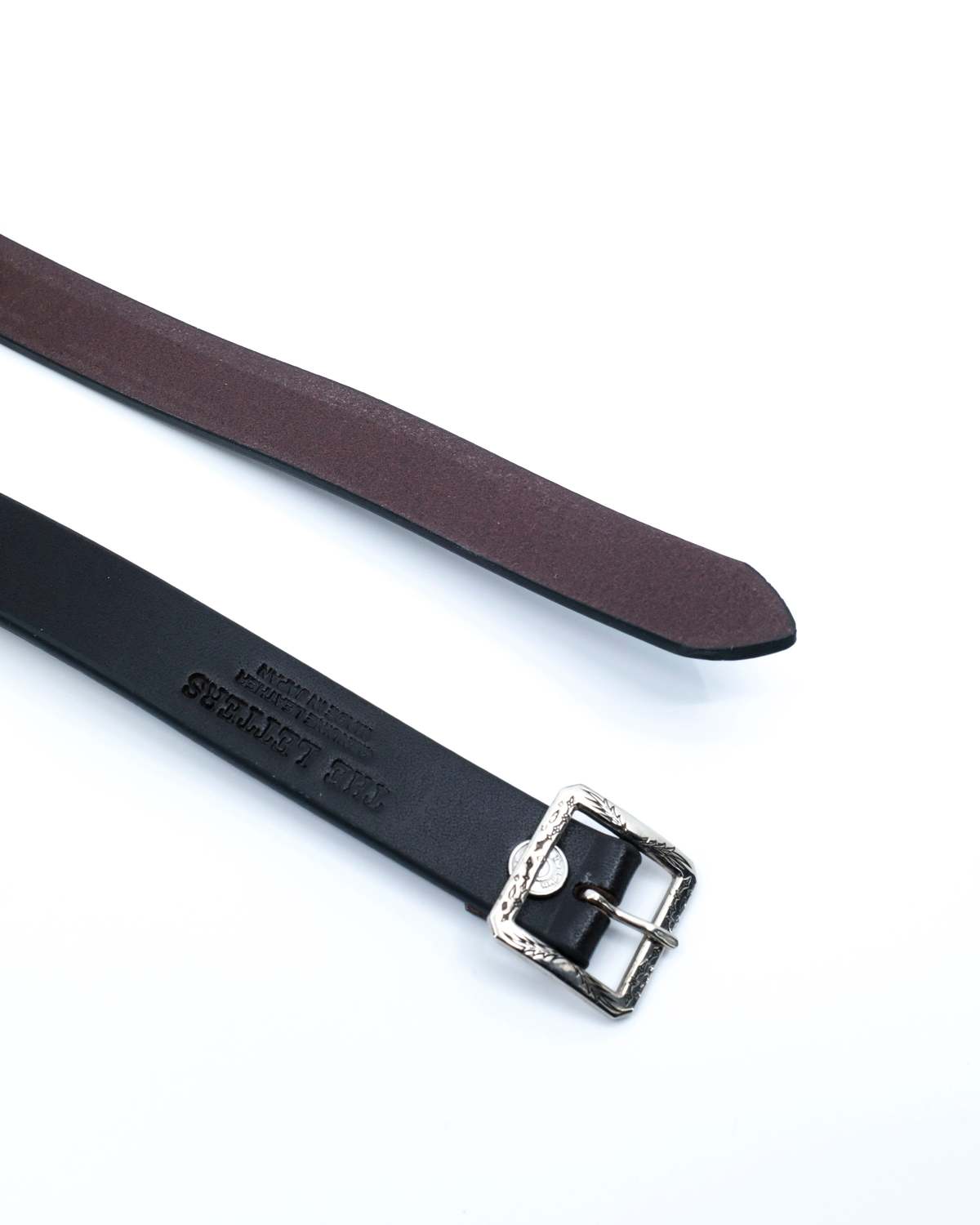 The Letters Cowhide Leather Garrison Embroidery Long Belt | Garmentory