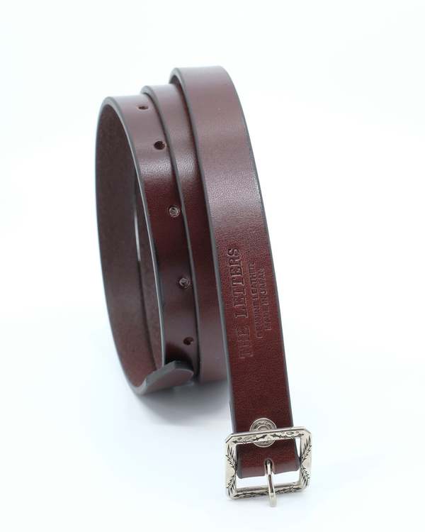 The Letters Cowhide Leather Garrison Embroidery Long Belt - Chocolate ...