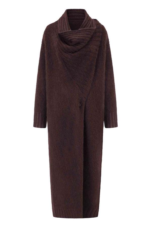 Internation Maroon Oude Waag Yak Wool Raised Knit Coat - Dark Maroon | Garmentory
