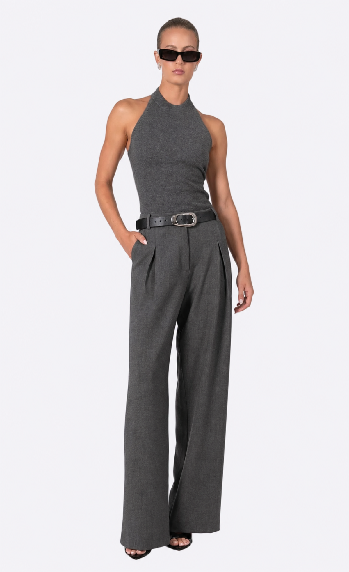 Video Processor Label Nonchalant Label Tulsa Cashmere Halter Top - Gray | Garmentory