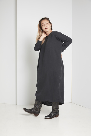 Black Crane Pleated Cocoon Dress Black Crane Pleated Cocoon Dress