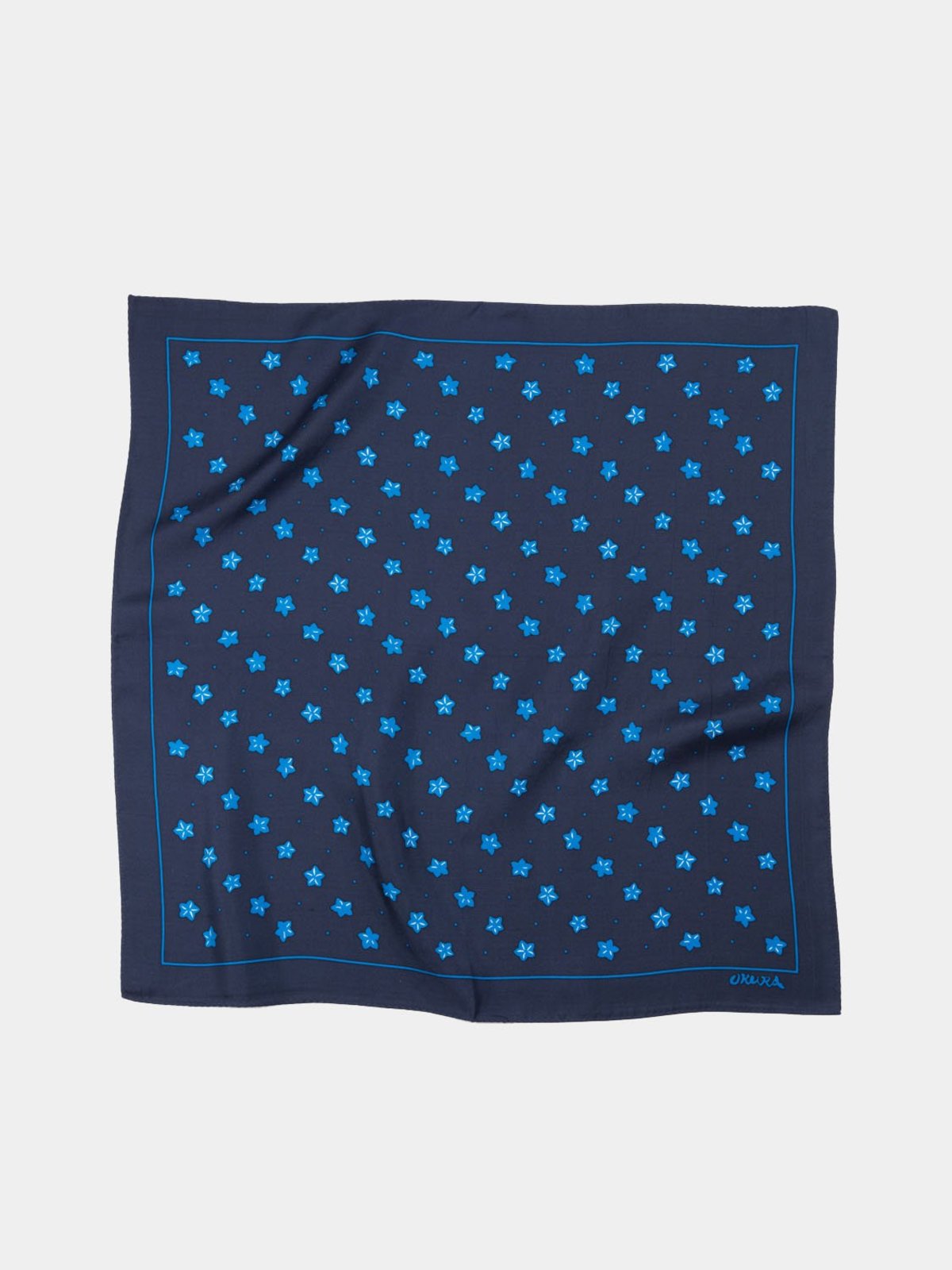 Blue Blue Japan Woven Balloon Flower Pattern Silk Bandana - Navy - Image 1 of 2