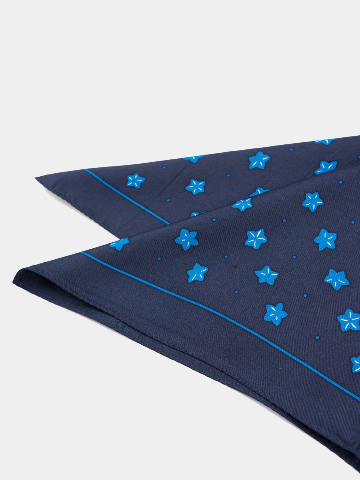 Blue Blue Japan Woven Balloon Flower Pattern Silk Bandana - Navy - Image 2 of 2