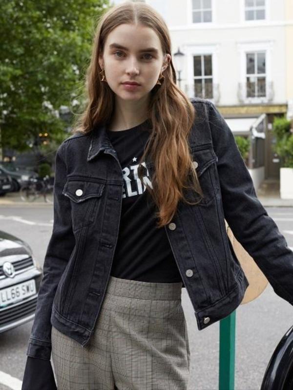 black frill denim jacket