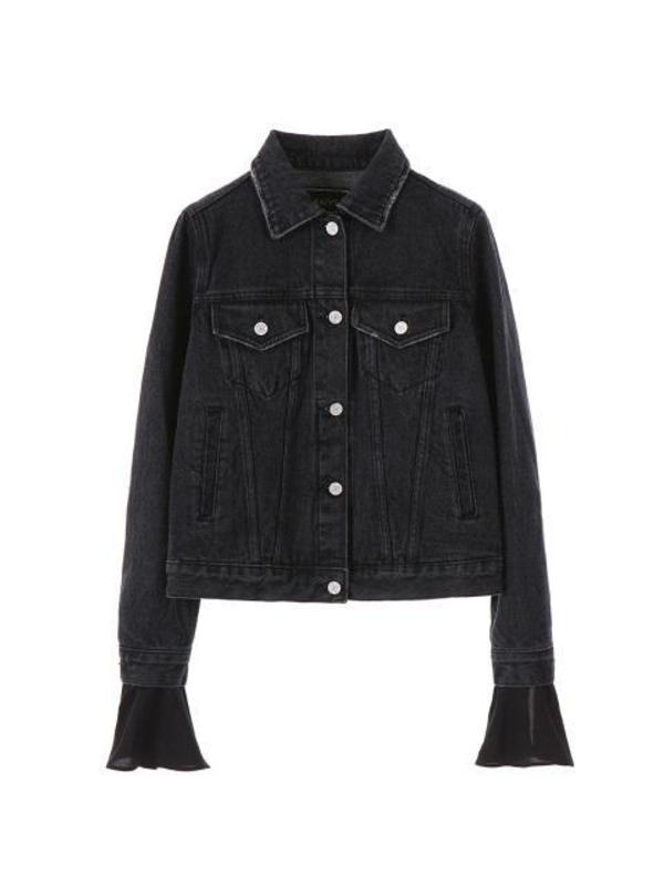 black frill denim jacket
