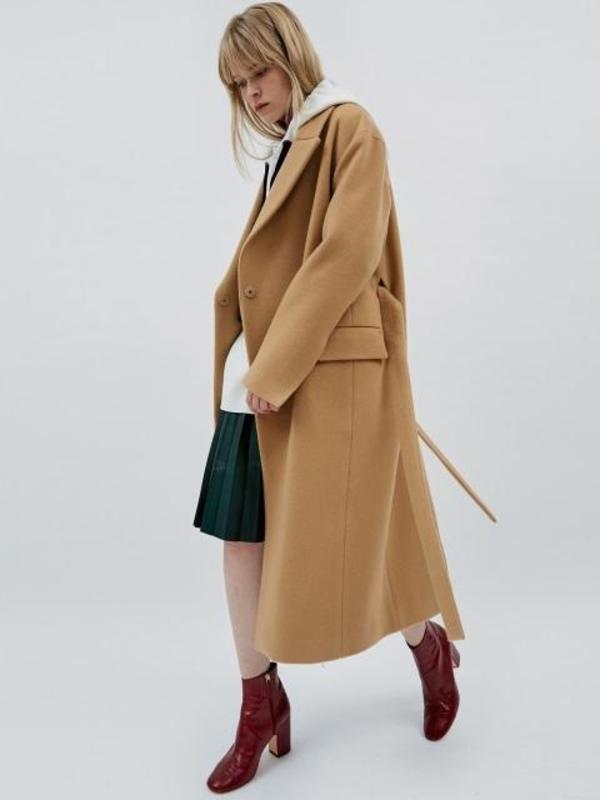 MOHAN Cashmere Peaked Collar Long Coat | Garmentory