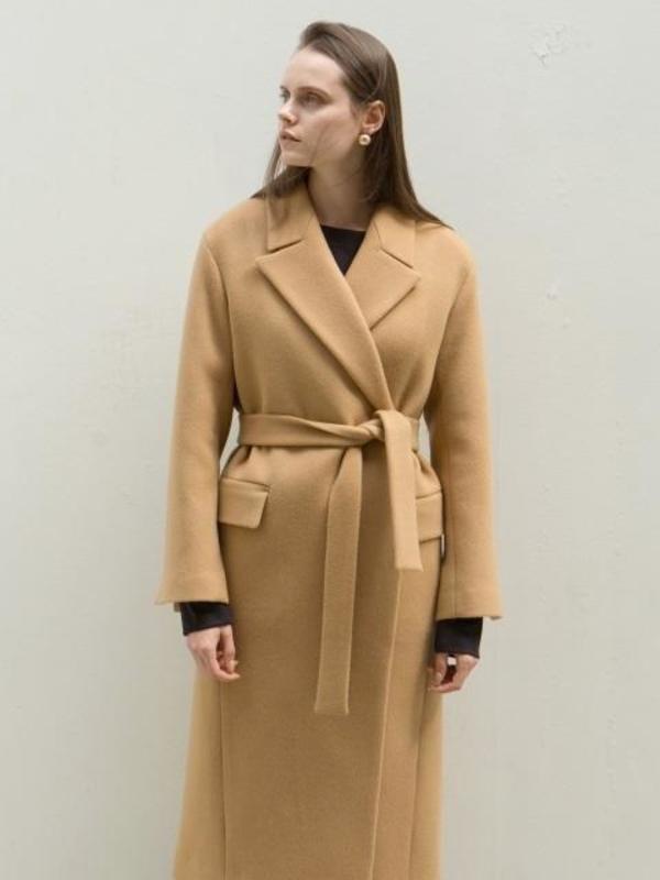 MOHAN Cashmere Peaked Collar Long Coat | Garmentory