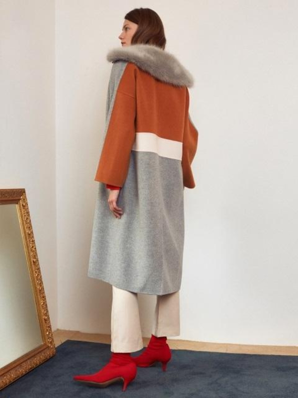 colour block wool coat