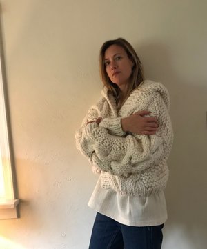 I love Mr Mittens Cable Hooded Bomber - Cream | Garmentory