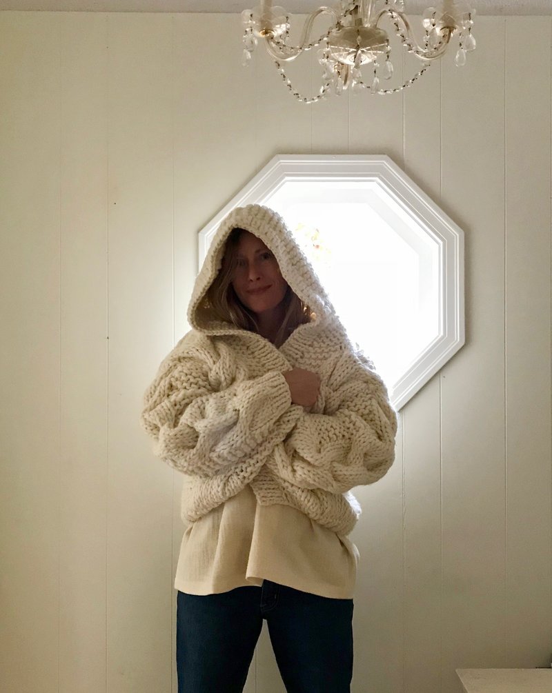 I love Mr Mittens Cable Hooded Bomber - Cream | Garmentory