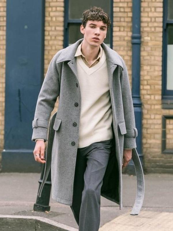 Belier Belted Balmacaan Coat - Medium Grey | Garmentory