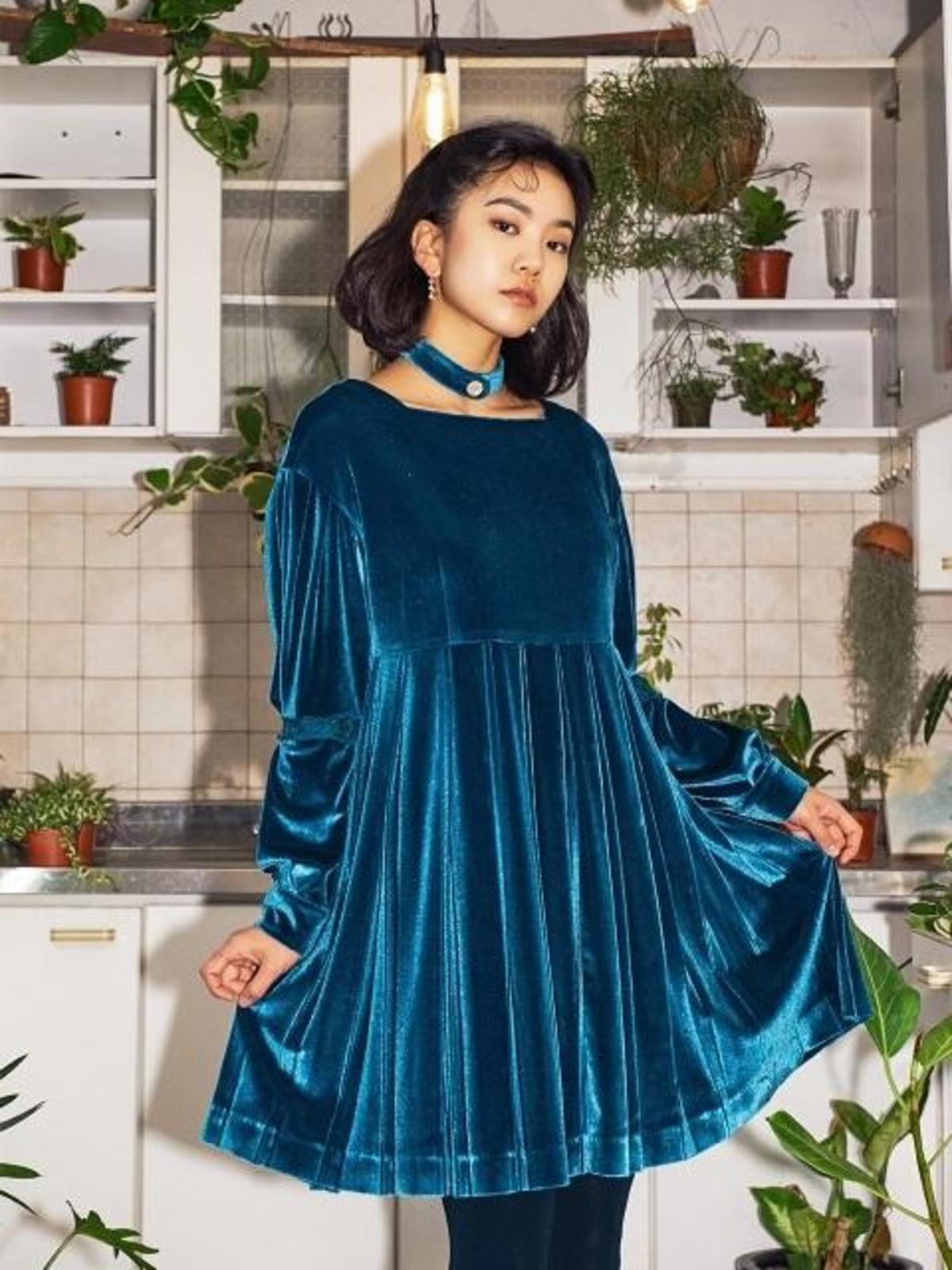 princess polly baby blue dress Vivetta Mini Dress Baby Blue Velvet Xs 6 Off Shoulder Ruffle Babydoll main image 0