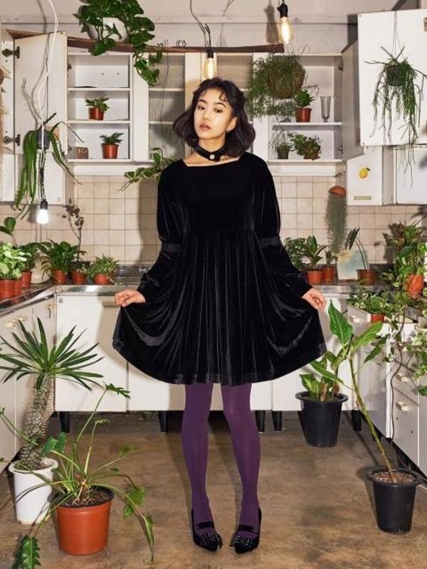 OH L SHINING VELVET MINI DRESS - BLACK | Garmentory