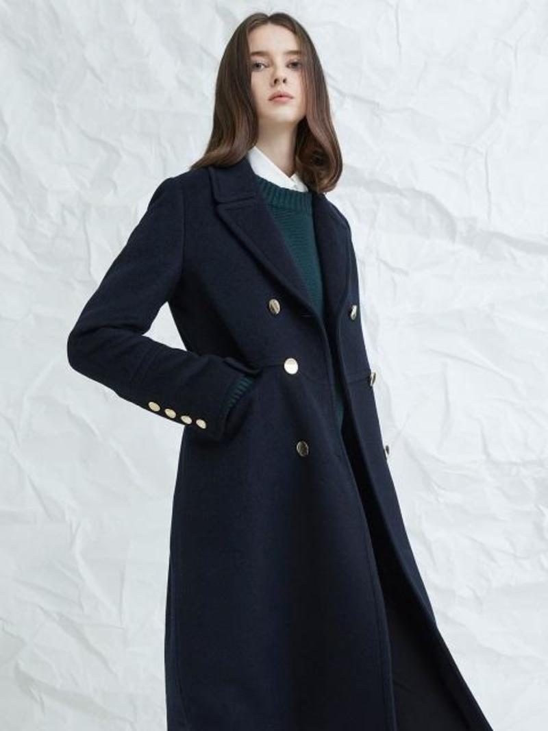 MILLOGREM Avec Double Breasted Coat - Navy | Garmentory