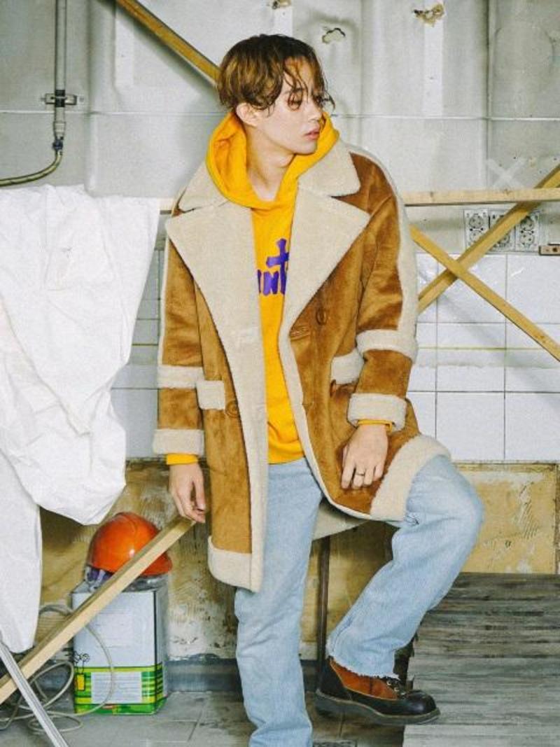 UNISEX] Oversized Suede Mouton Coat Beige | Garmentory