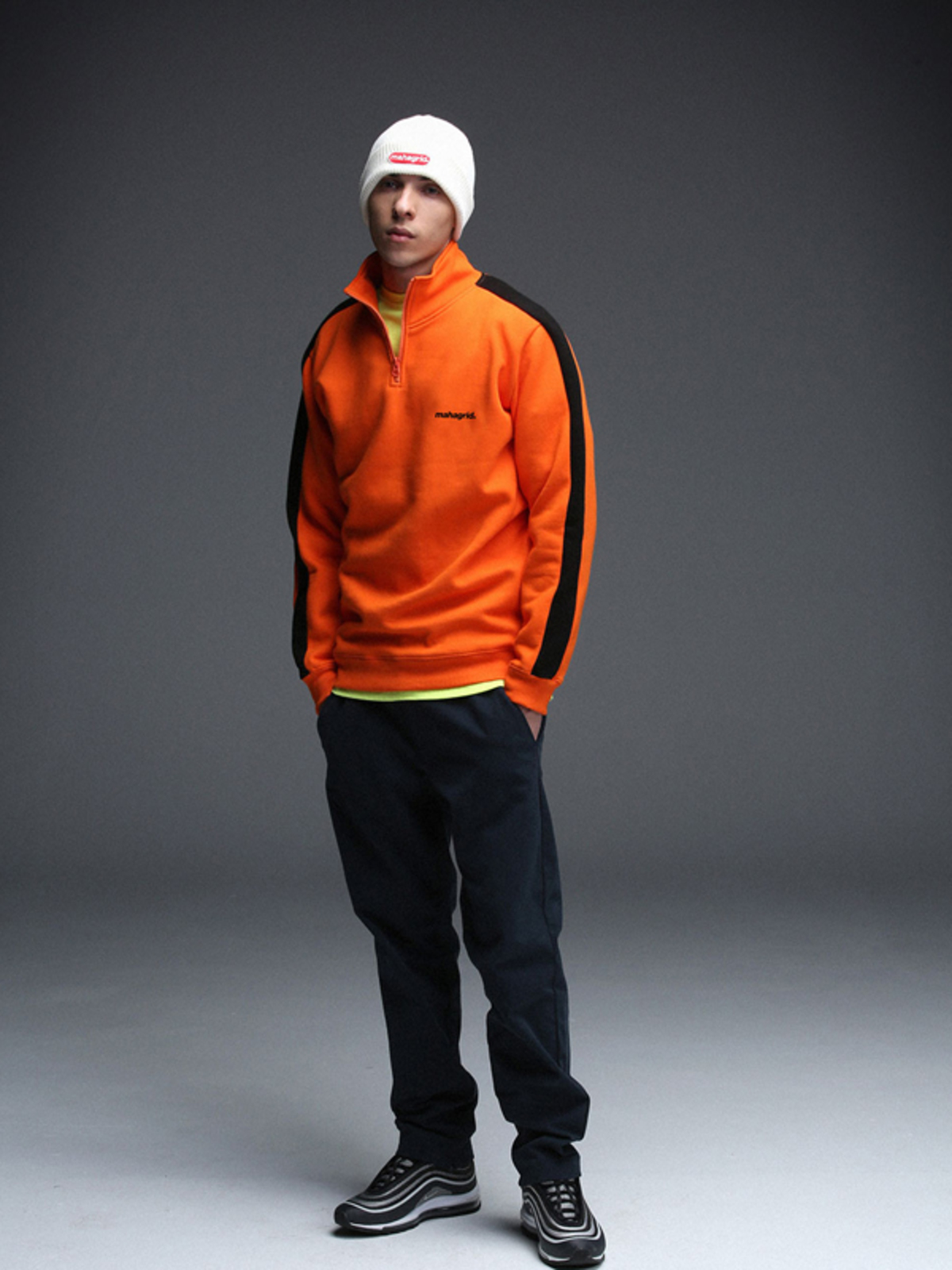 Men's MAHAGRID Line Half Zip Anorak Orange | Garmentory