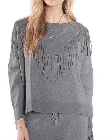 AMUSE SOCIETY Keller Fleece Fringed Sweatshirt | Dark Heather Grey AMUSE SOCIETY Keller Fleece Fringed Sweatshirt | Dark Heather Grey
