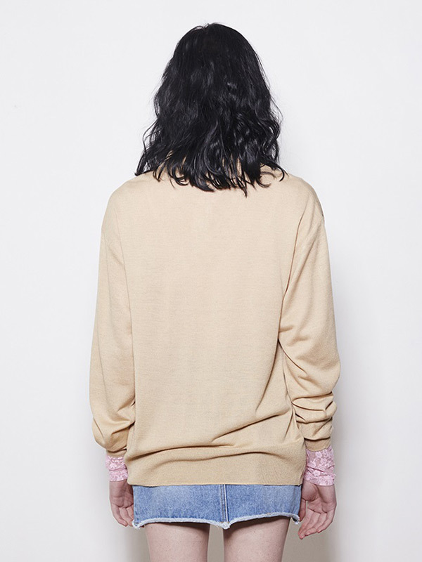 Locle By Low Classic Loose Collar Knitwear Beige Garmentory