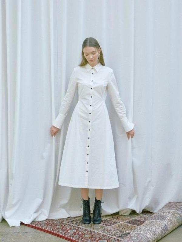 AND YOU Fireanze Long Sleeve Shirt Dress - White | Garmentory