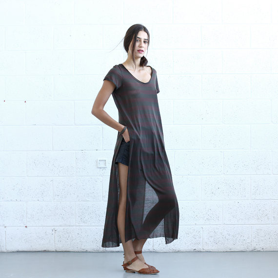 naftul Striped Maxi T-shirt Dress naftul Striped Maxi T-shirt Dress