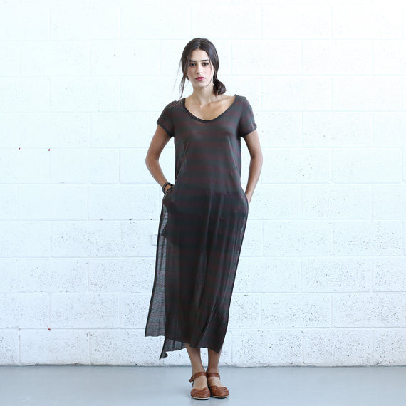 naftul Striped Maxi T-shirt Dress naftul Striped Maxi T-shirt Dress