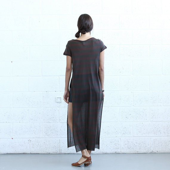 naftul Striped Maxi T-shirt Dress naftul Striped Maxi T-shirt Dress
