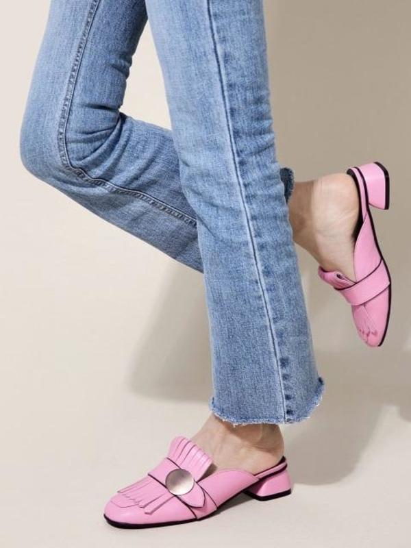 pink backless loafers