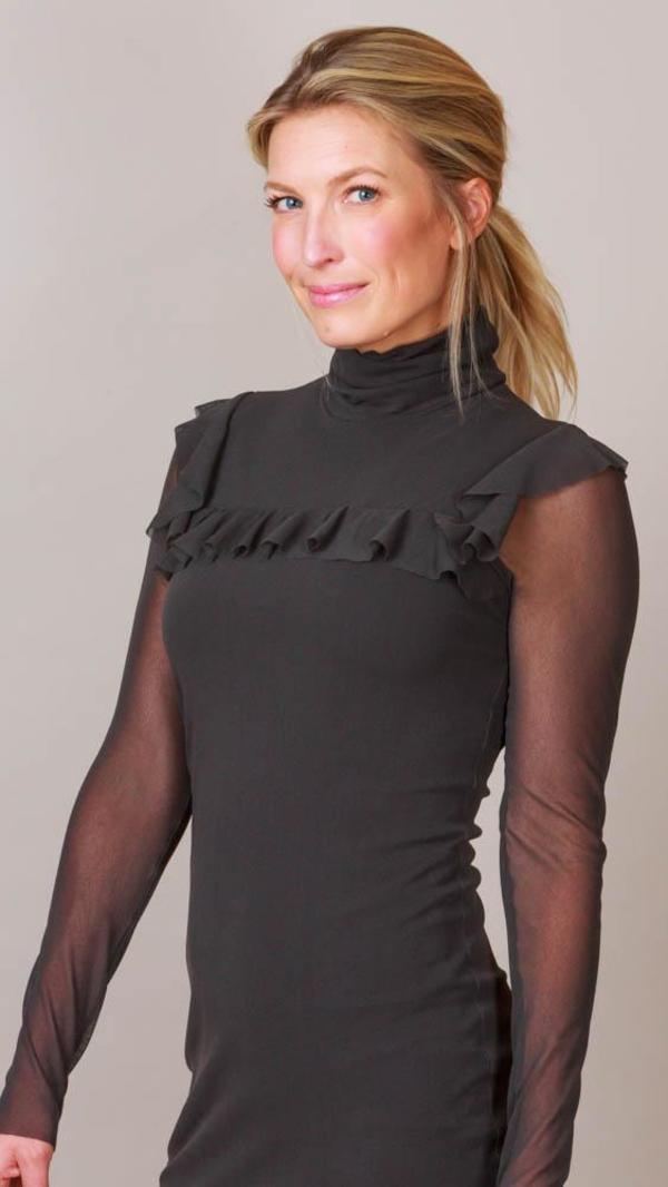 Fuzzi Long Sleeve Turtleneck Dress With 