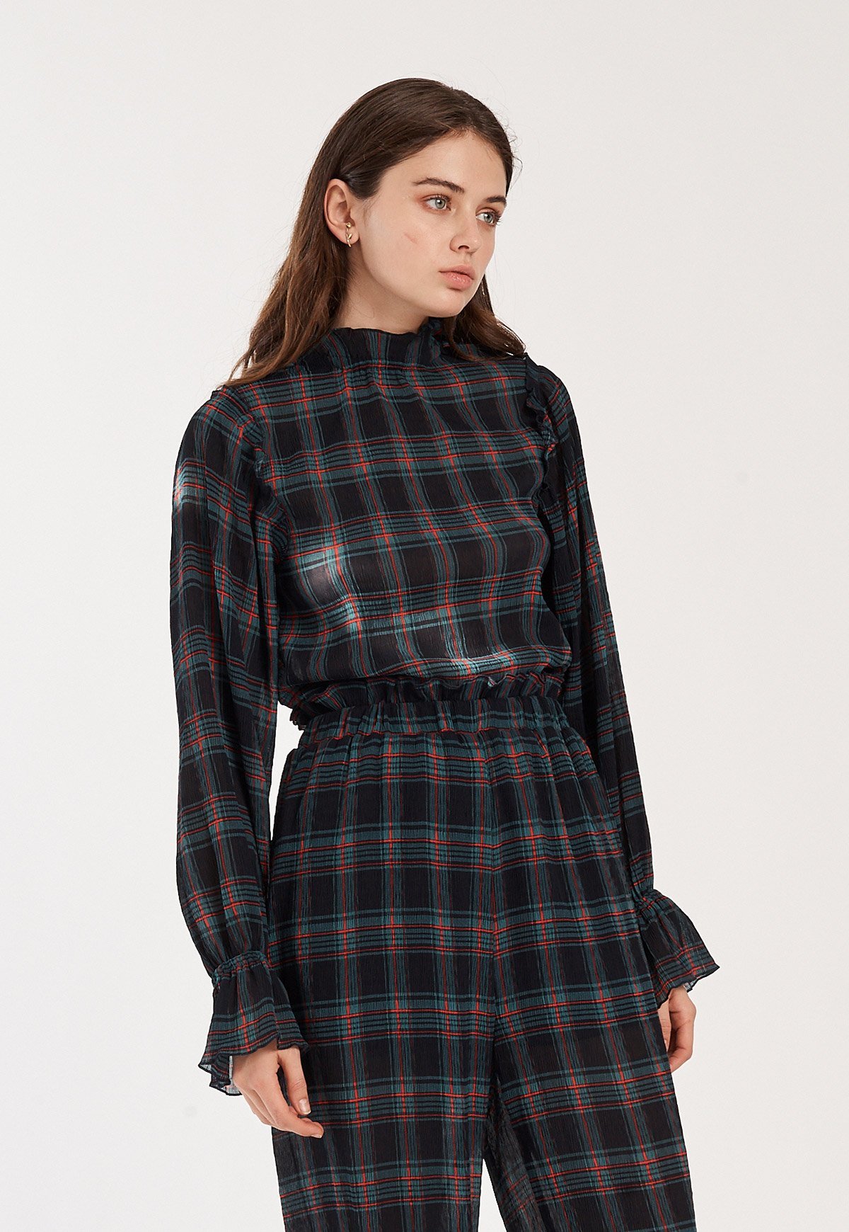 The Fifth Label Zone Tartan Top - Navy - Image 3 of 4