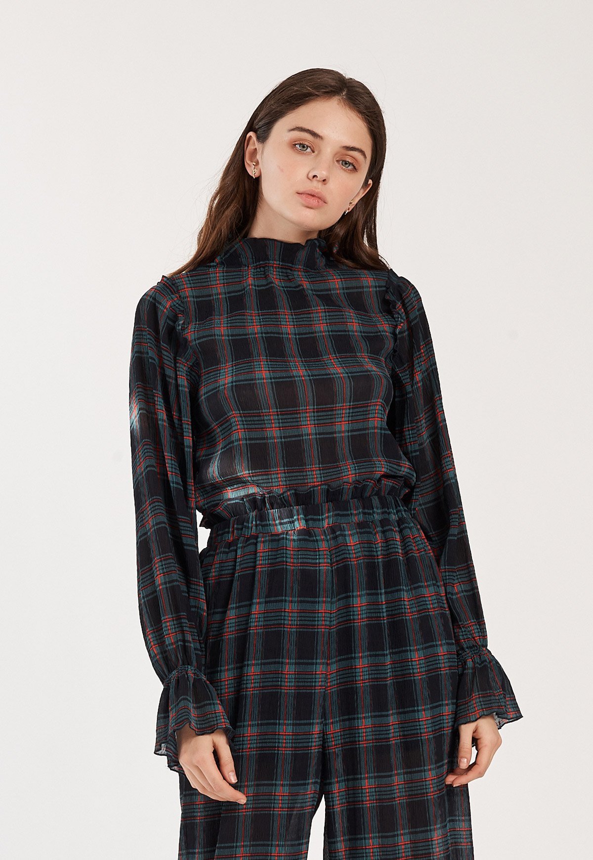 The Fifth Label Zone Tartan Top - Navy - Image 4 of 4
