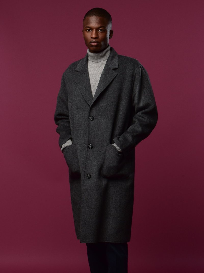 80-90s BESPOKE　AGNONA Pure Cashmere Coat PURE CASHMERE NYC Cashmere Oversized Coat - Grey | Garmentory