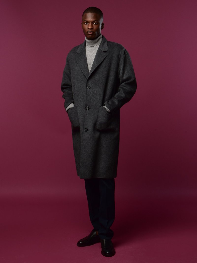 80-90s BESPOKE　AGNONA Pure Cashmere Coat PURE CASHMERE NYC Cashmere Oversized Coat - Grey | Garmentory