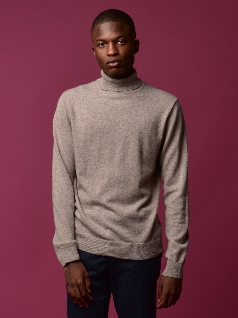 PURE CASHMERE NYC Men Turtleneck Sweater Beige Garmentory