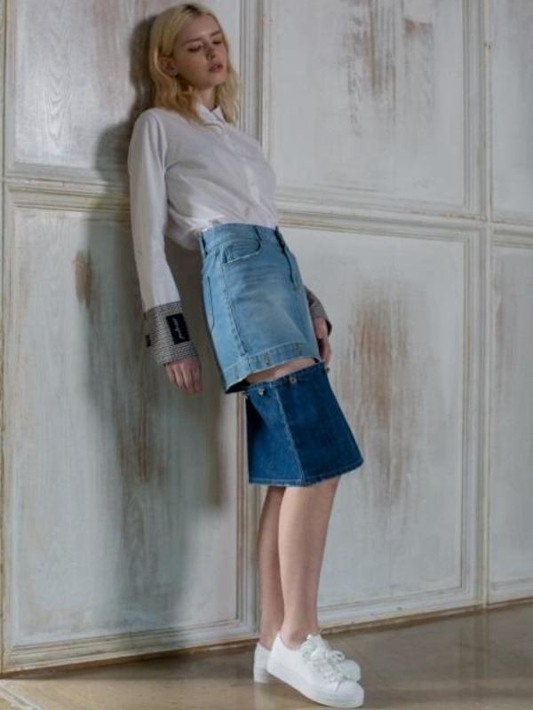 multi denim skirt