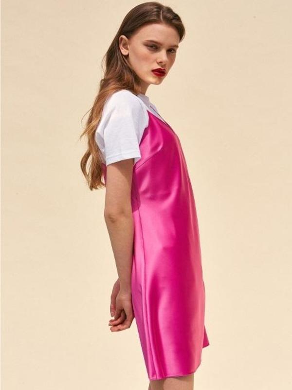 missguided hot pink dress long sleeve criss cross back mini dress pink / SMALL main image 0