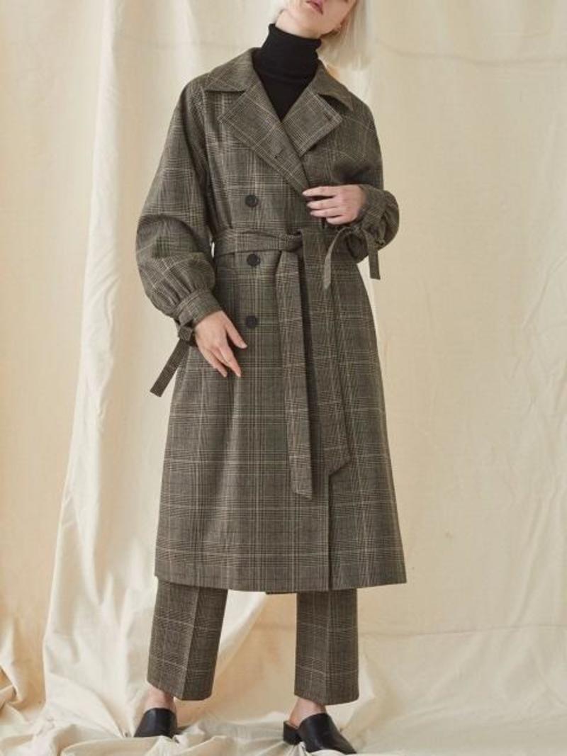 MILLOGREM Check Oversized Trench Coat - Brown | Garmentory