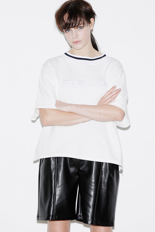 ROCKET X LUNCH Oversized Side Zip Top- White ROCKET X LUNCH Oversized Side Zip Top- White