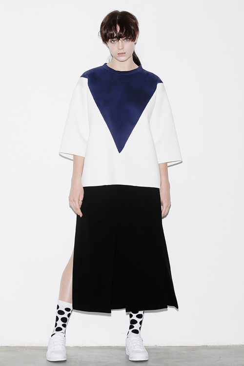 ROCKET X LUNCH Color Block Sponge Top- White ROCKET X LUNCH Color Block Sponge Top- White