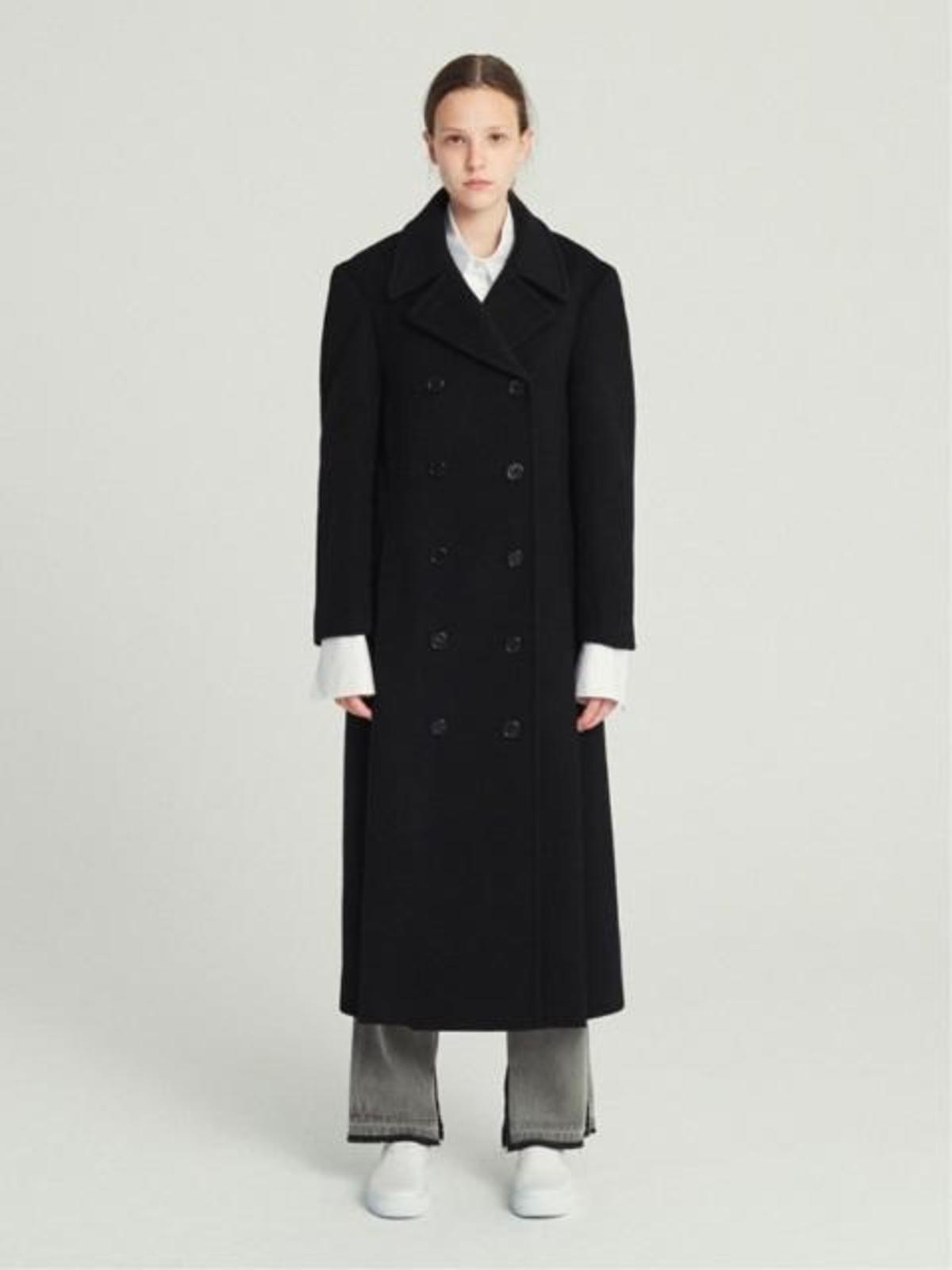 コート RECTO GIVERNY FELT BELT DETAIL DOUBLE BREASTED COAT BLACK Double-Breasted-Wool-Long-Coat