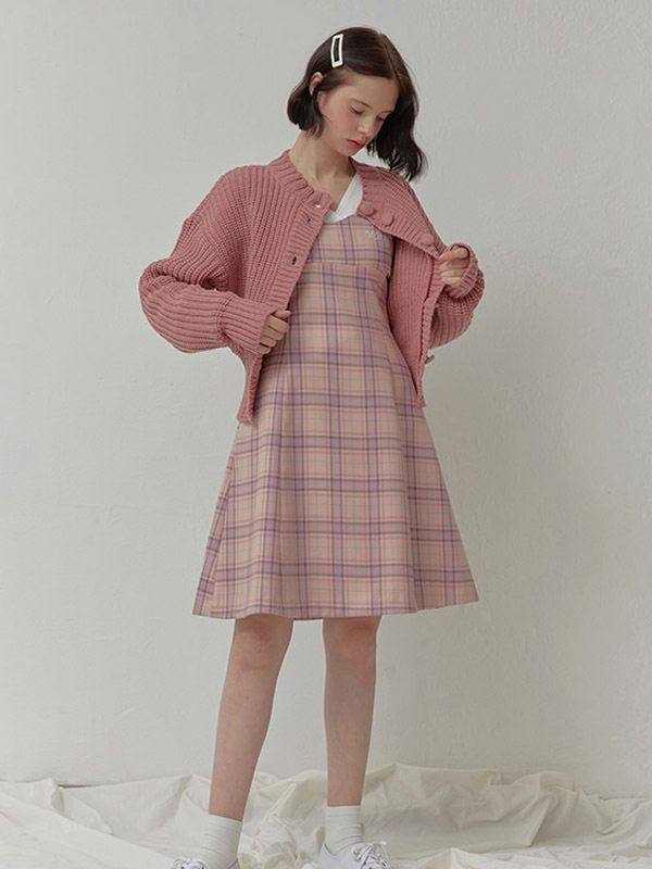 O Oi Logo Point Cardigan Indie Pink Garmentory