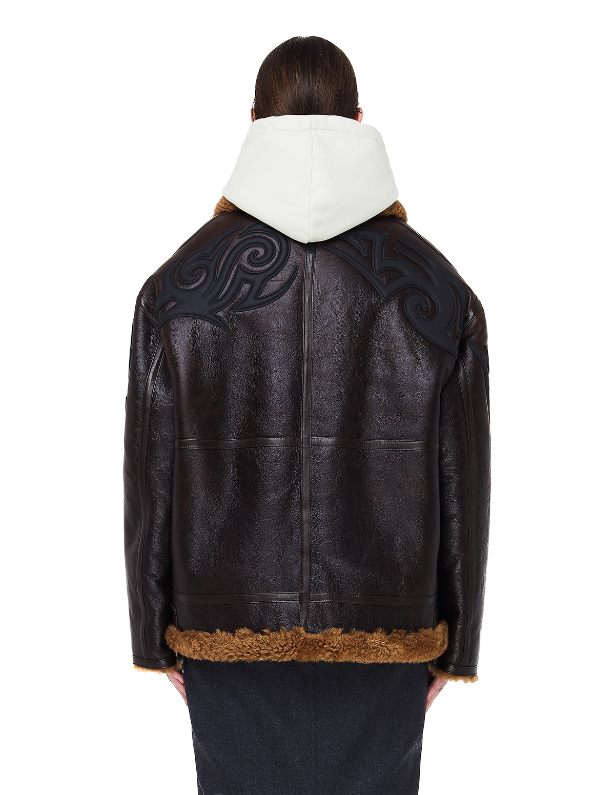 Vetements Shearling Jacket with Tribal Embroidery | Garmentory