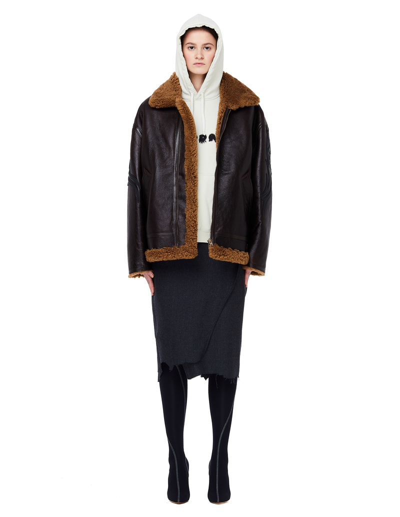 Vetements Shearling Jacket with Tribal Embroidery | Garmentory