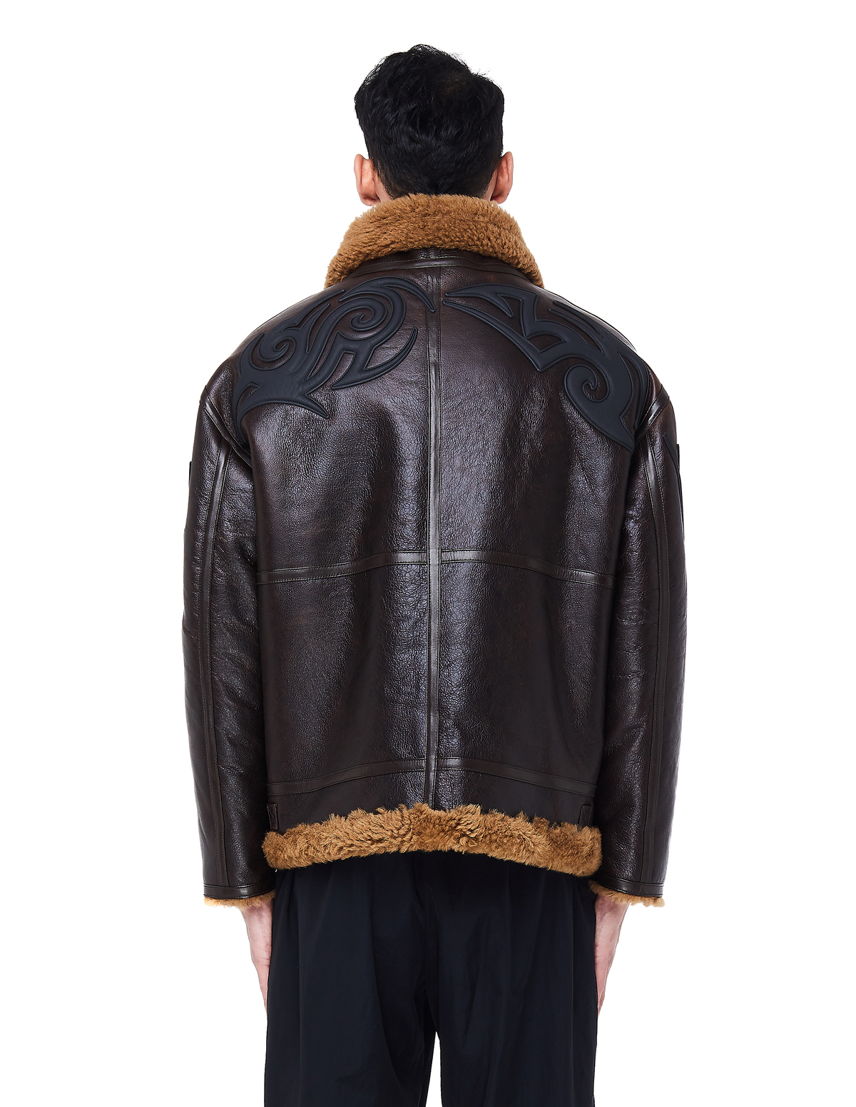 Vetements Shearling Jacket with Tribal Embroidery | Garmentory